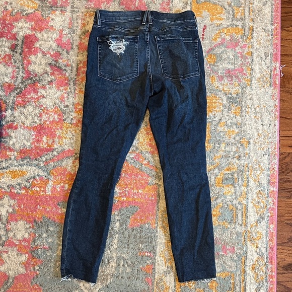 Good American Good Legs Crop Dark Blue Distressed Skinny Jeans - Picture 5 of 6